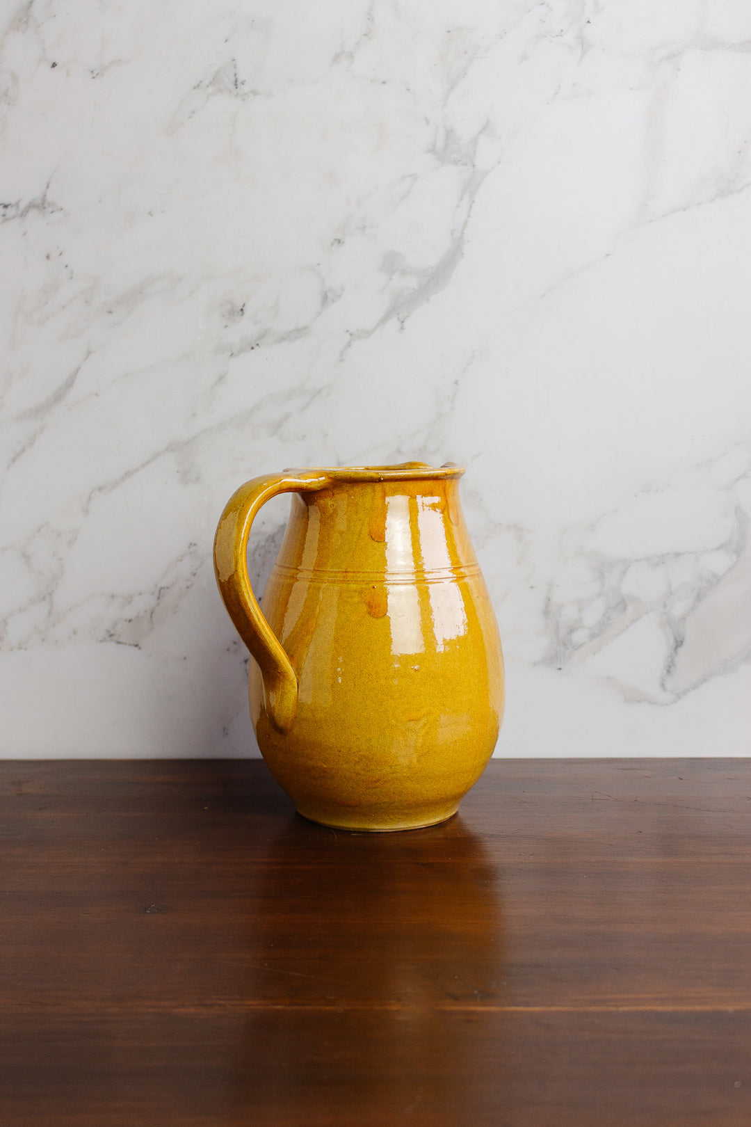 antique french earthenware golden pitcher