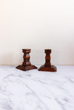 pair of vintage French carved walnut candlesticks
