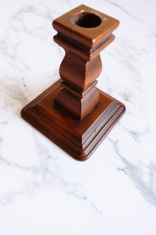 pair of vintage French carved fruitwood candlesticks