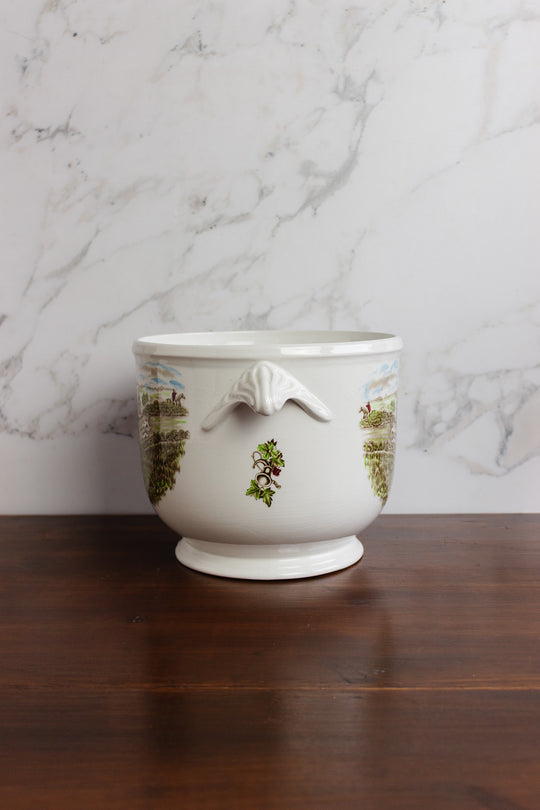vintage johnson bros tally-ho "the jump" ironstone cachepot