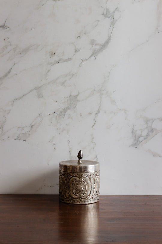 1930s french silver repousse lidded jar