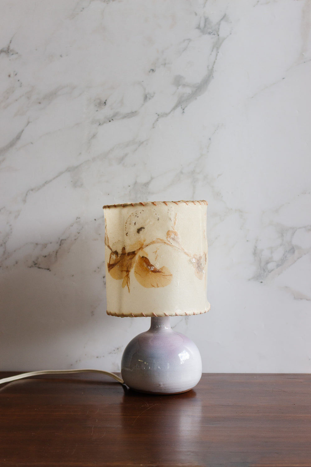 vintage french pottery lamp with dornbush shade