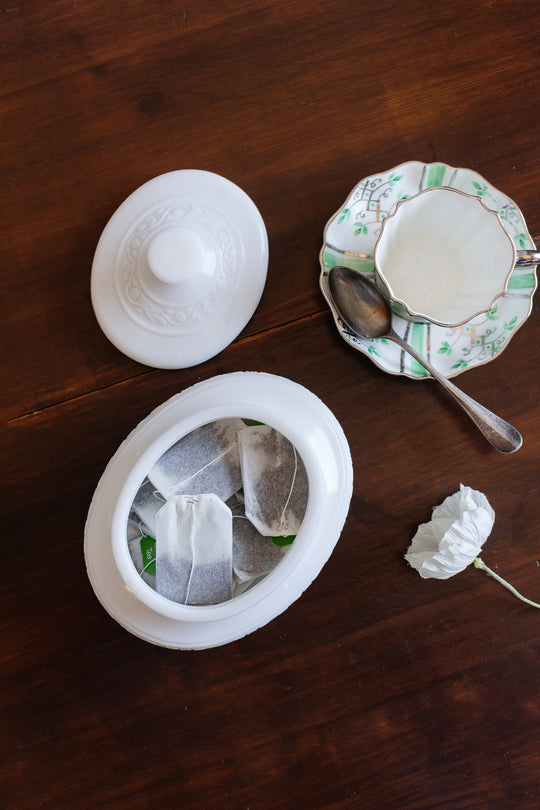 vintage french opaline covered dish