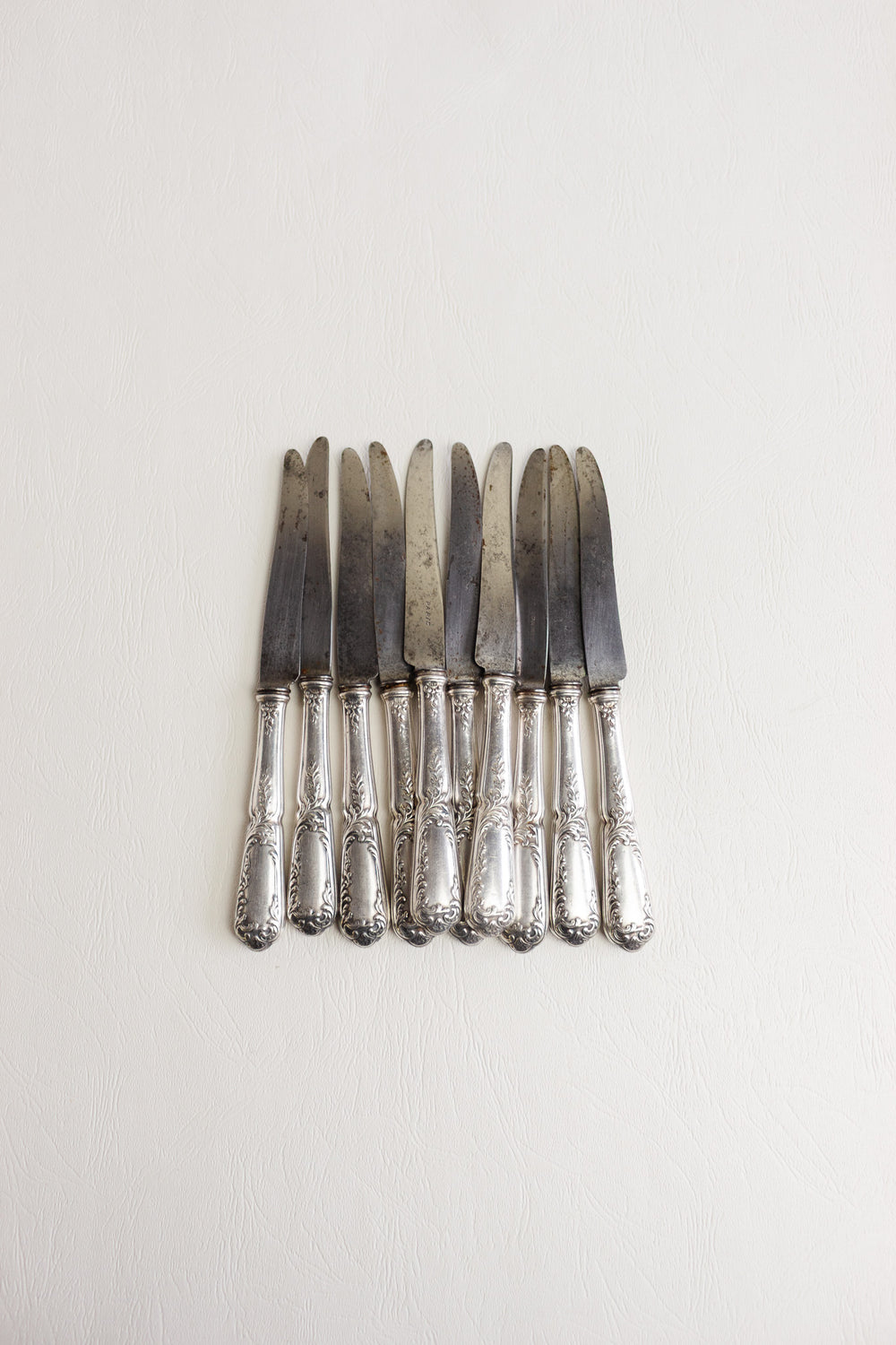 antique french silver plate "paris" knives, set of 10