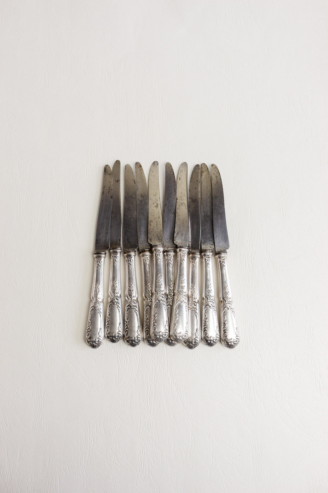 antique french silver plate "paris" knives, set of 10