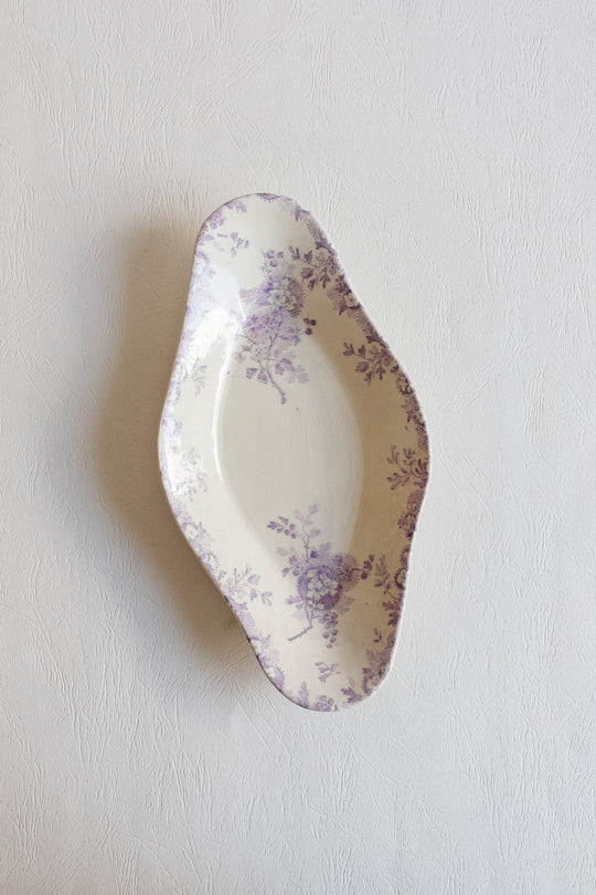 antique french Longwy violet Hanoi ravier