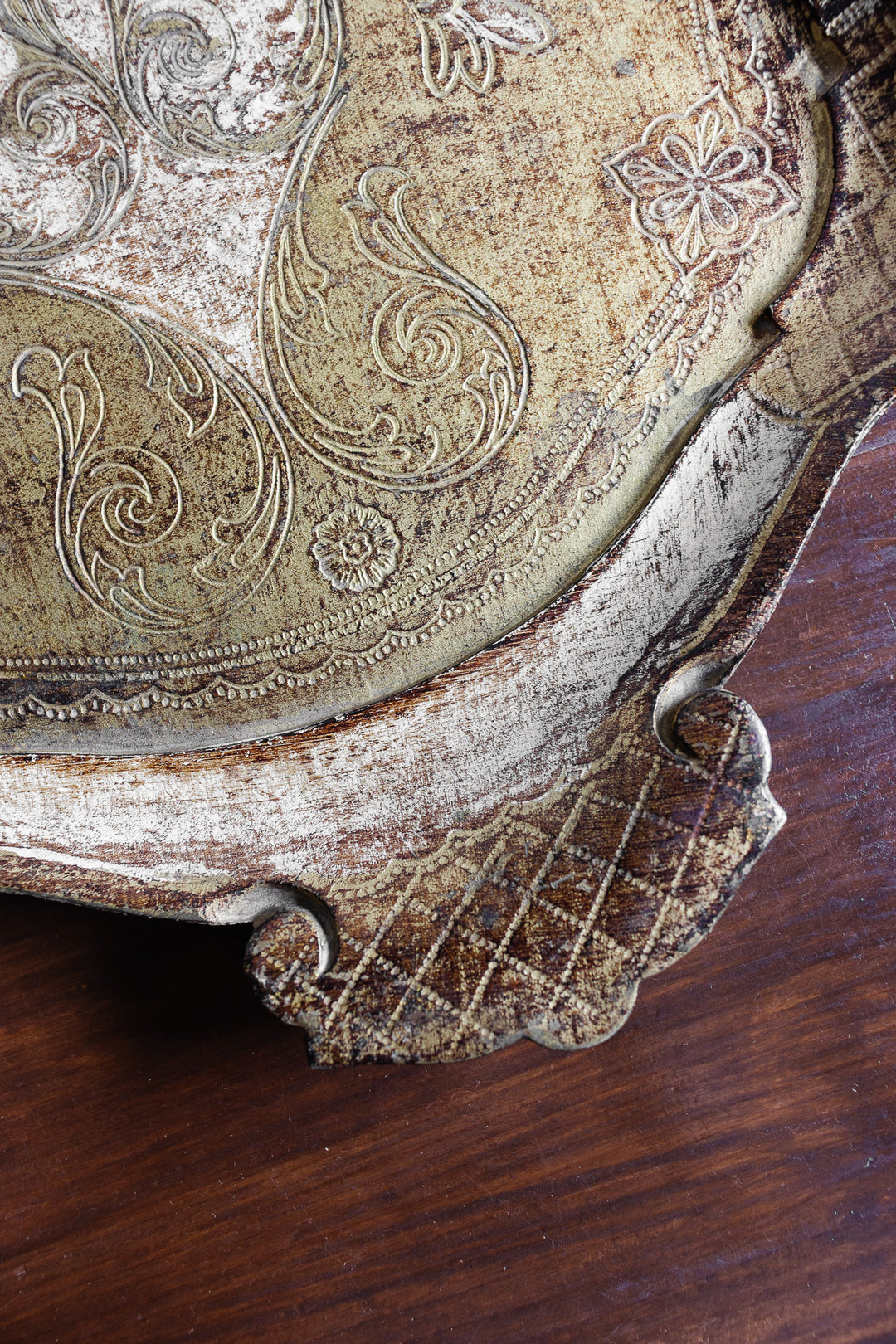 vintage italian gold and white florentine tray