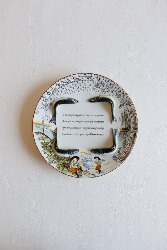 rare 19th century frères amieux majolica sardine plate