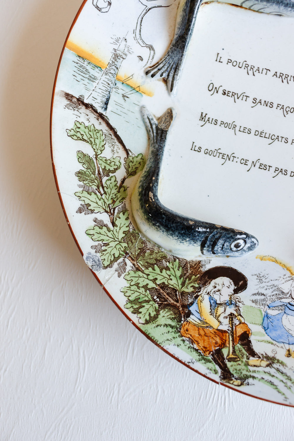 rare 19th century frères amieux majolica sardine plate