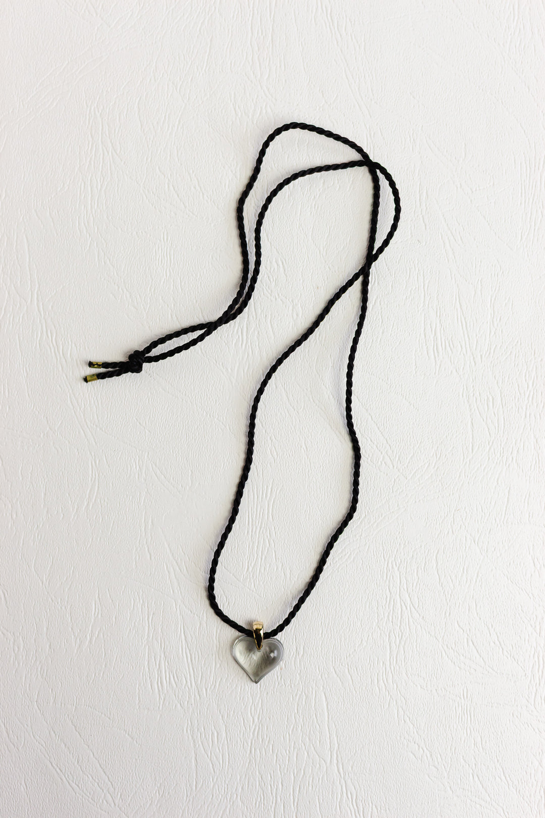 vintage lalique crystal heart necklace on cord