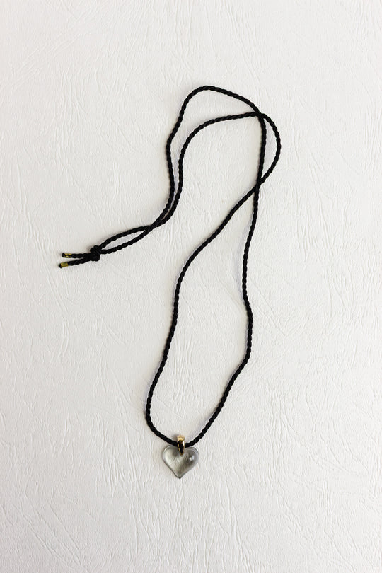 vintage lalique crystal heart necklace on cord