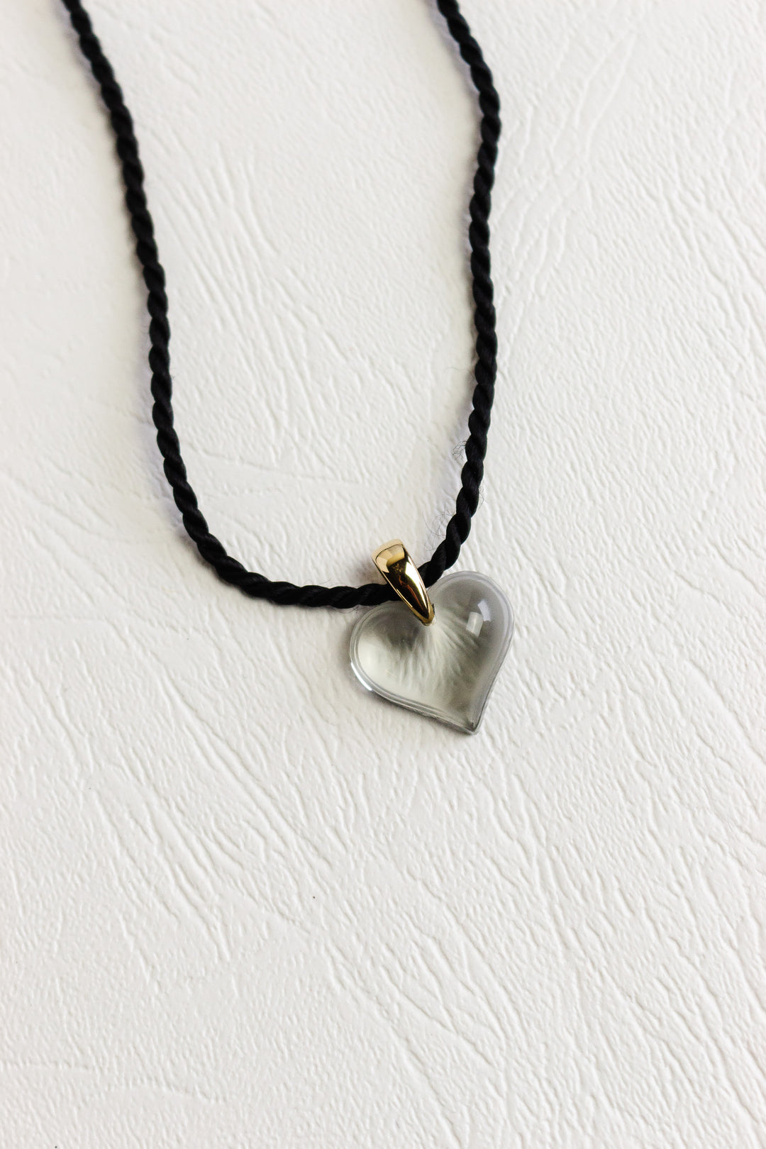 vintage lalique crystal heart necklace on cord