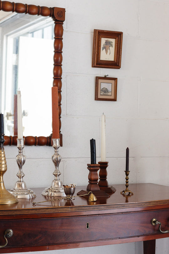 pair of vintage French carved fruitwood candlesticks