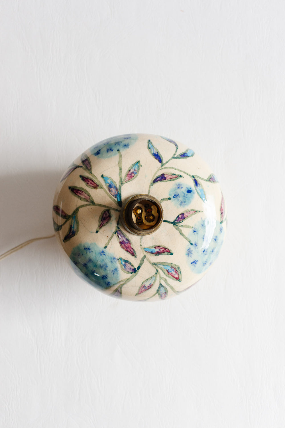 vintage french hand-painted artisanal pottery with shade