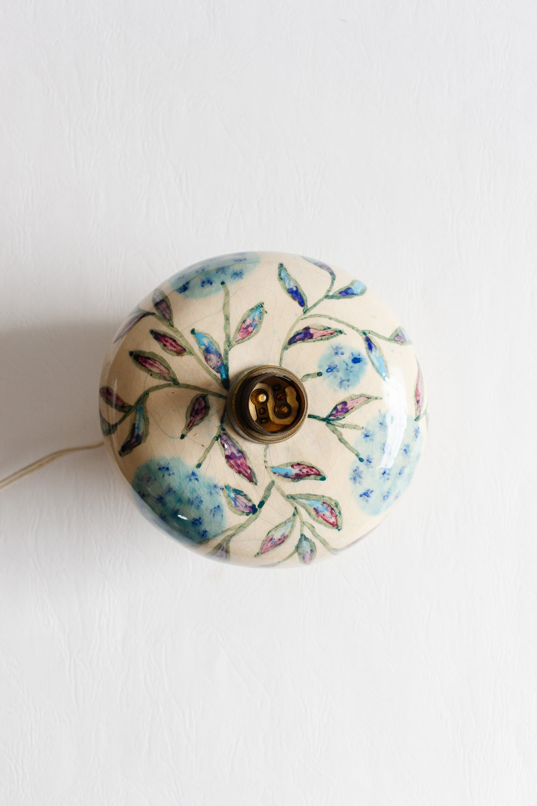 vintage french hand-painted artisanal pottery with shade