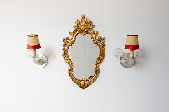 RESERVED - rare 1940s French Venetian Murano mirror sconces, in the style of Barovier