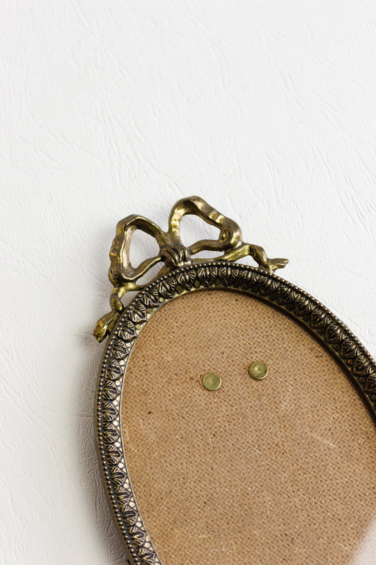 vintage italian brass picture frame with petit point artwork