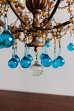 1920s French gilt chandelier with Murano glass drops