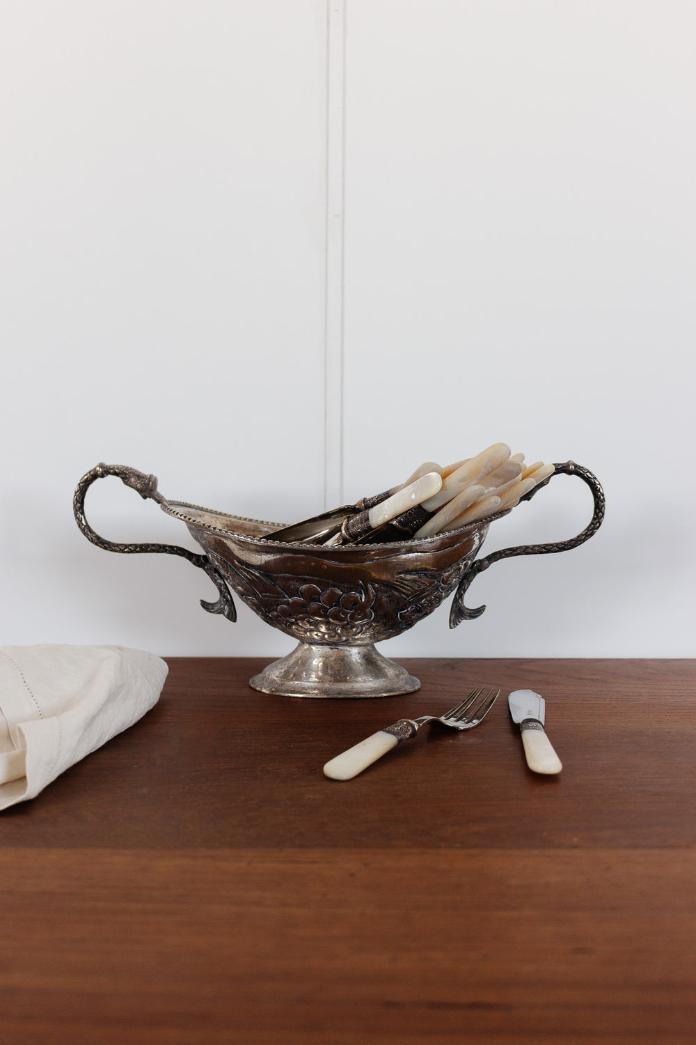 art nouveau english silver pedestal fruit bowl