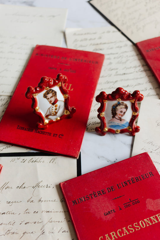 miniature limoges porcelain portrait pair