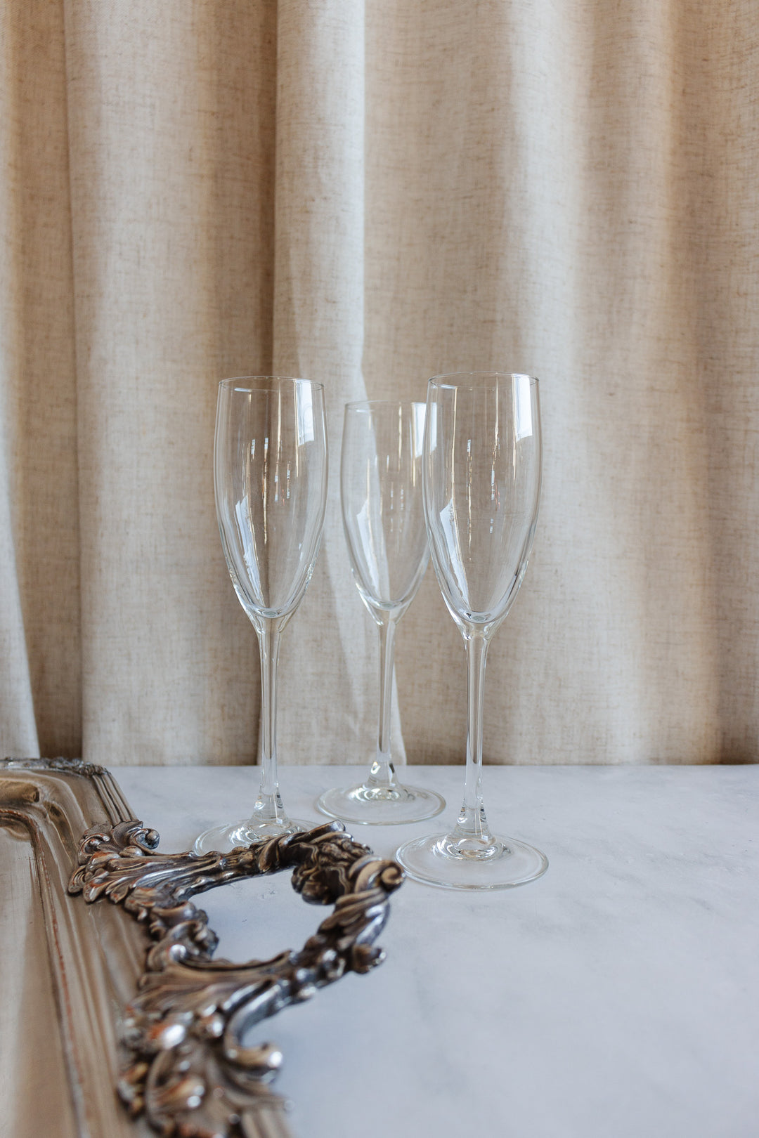 vintage French champagne flute glasses, set of four