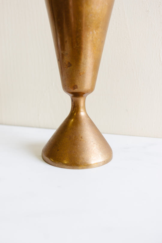 petite midcentury French brass bud vase