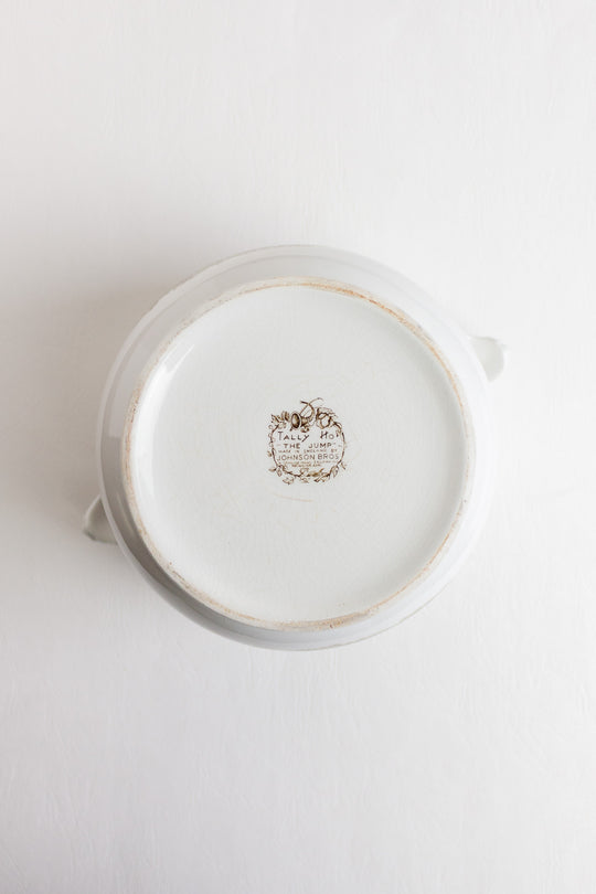 vintage johnson bros tally-ho "the jump" ironstone cachepot