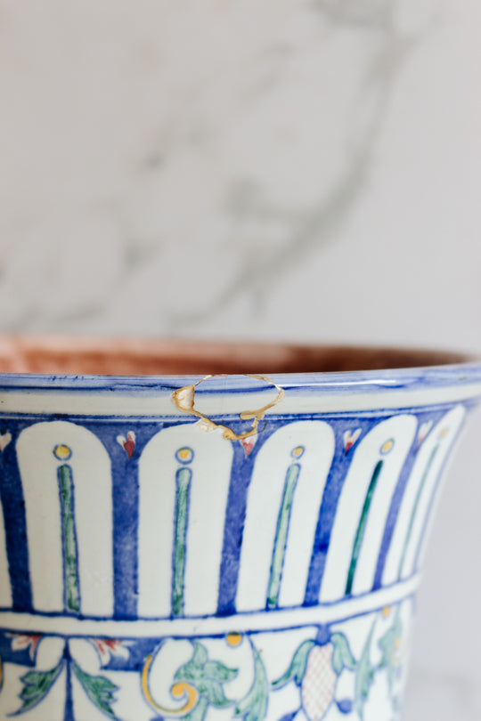 oversized gien ceramic hand painted vase, circa 1953