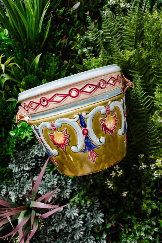 rare 19th century French Five Lilles majolica planter