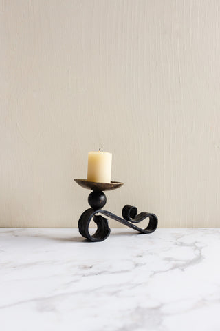1950s French brutalist cast iron candle holder