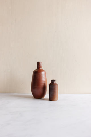 set of antique european stoneware bottles