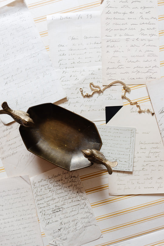 Antique french brass "oiseaux" dish