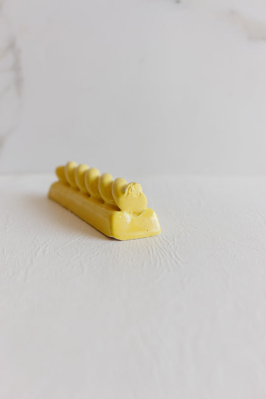 set of 6 vintage french yellow ceramic knife rests