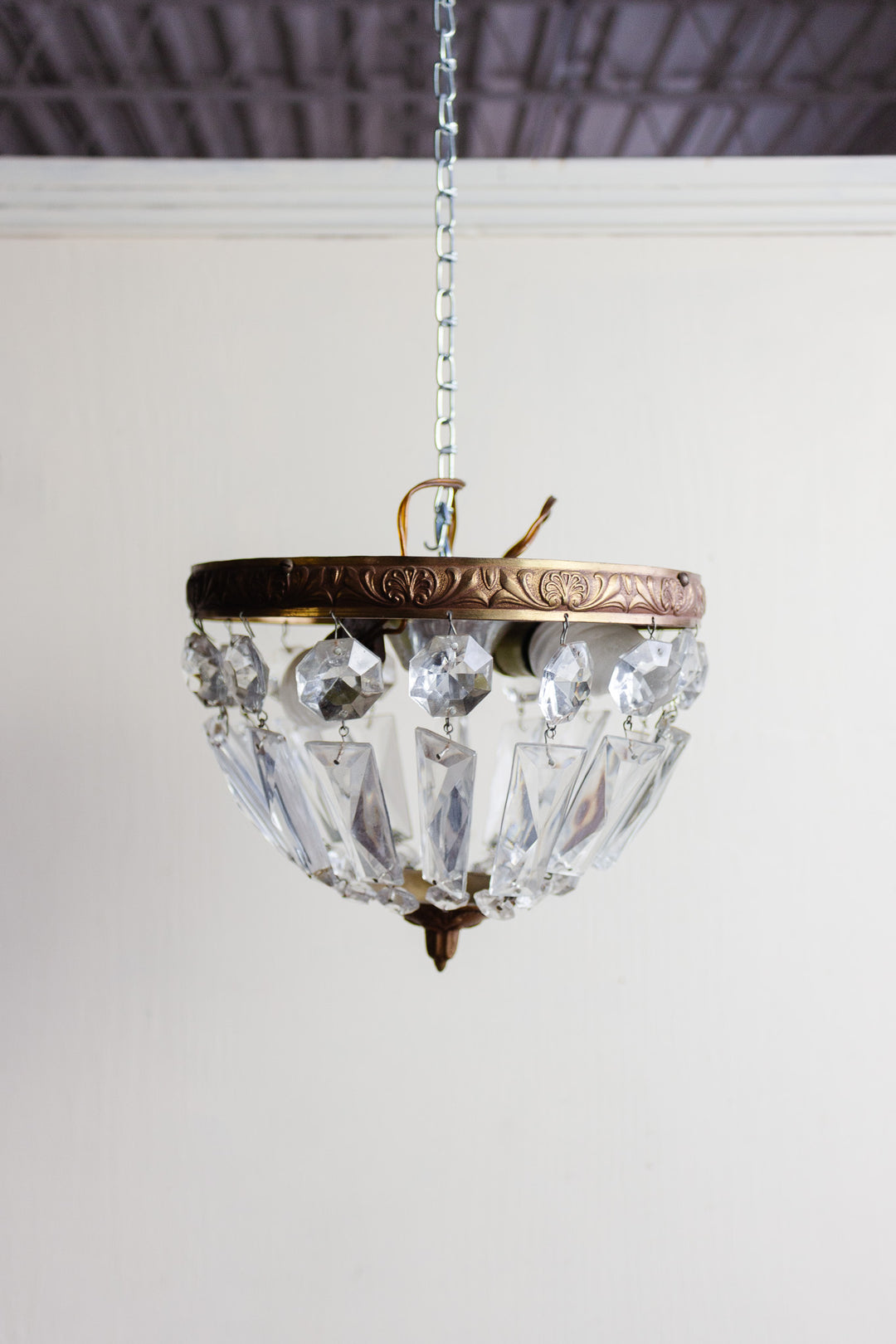 1920s french empire crystal basket chandelier