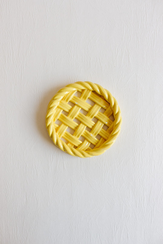 vintage french basketweave ceramic "sous-verre"