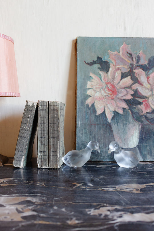 pair of vintage Baccarat crystal ducks