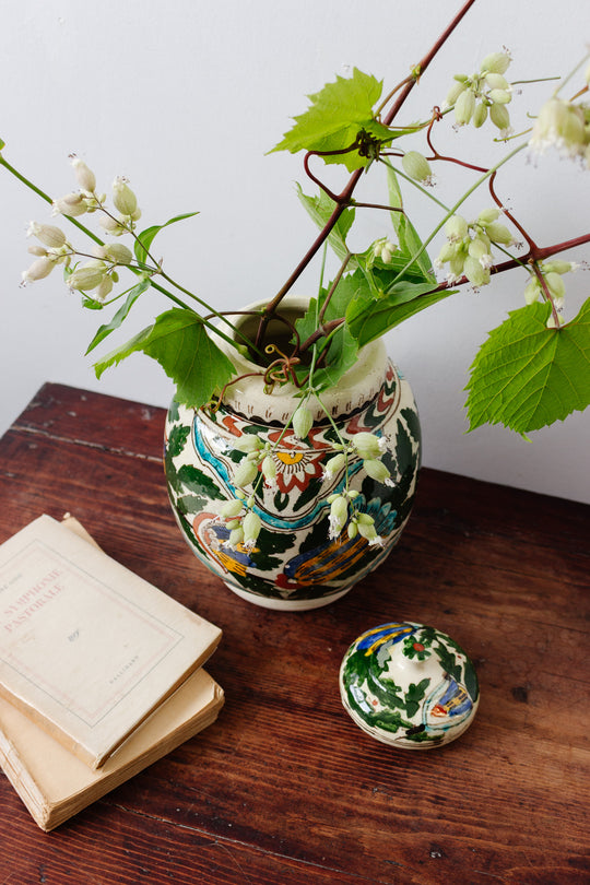vintage french hand painted ginger jar