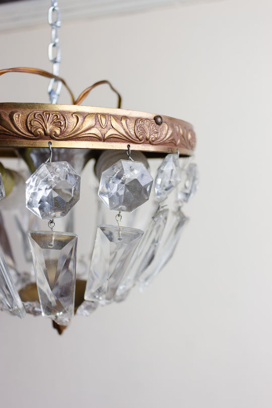 1920s french empire crystal basket chandelier