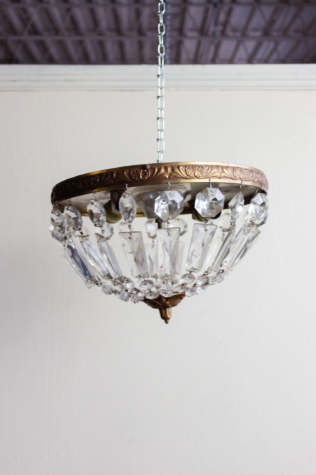 1920s french empire crystal basket chandelier i