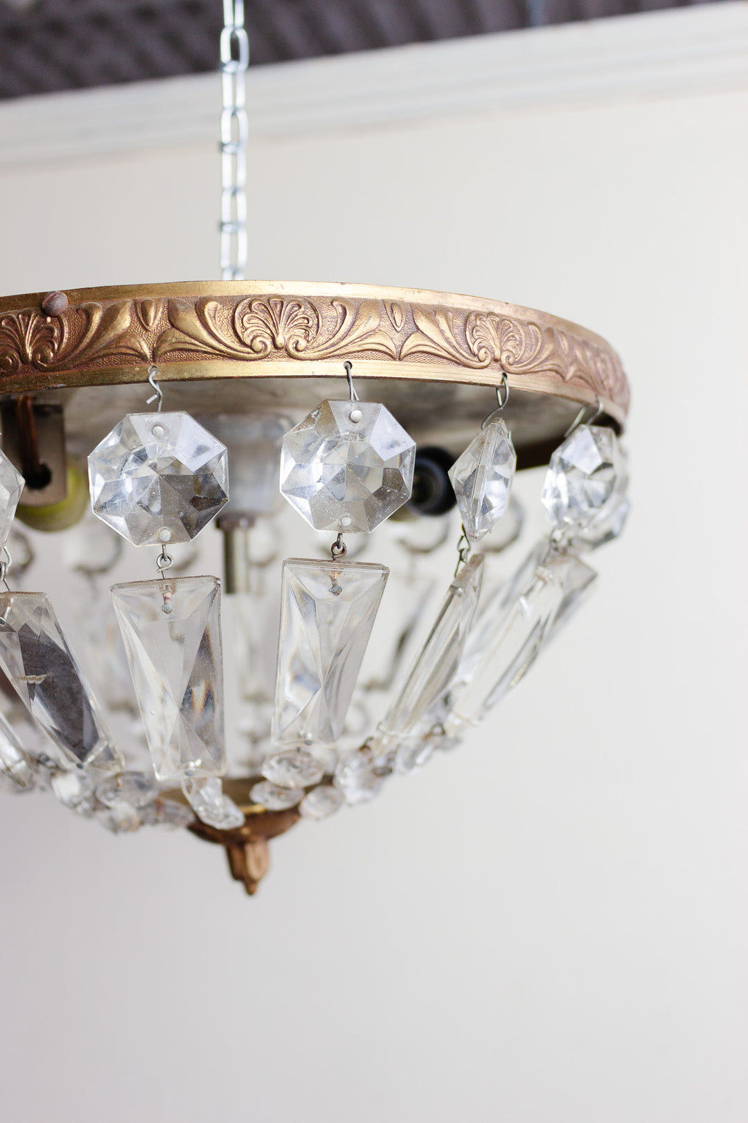 1920s french empire crystal basket chandelier i