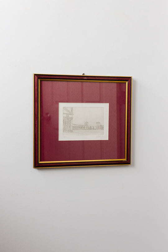 vintage 1980s italian woodblock print