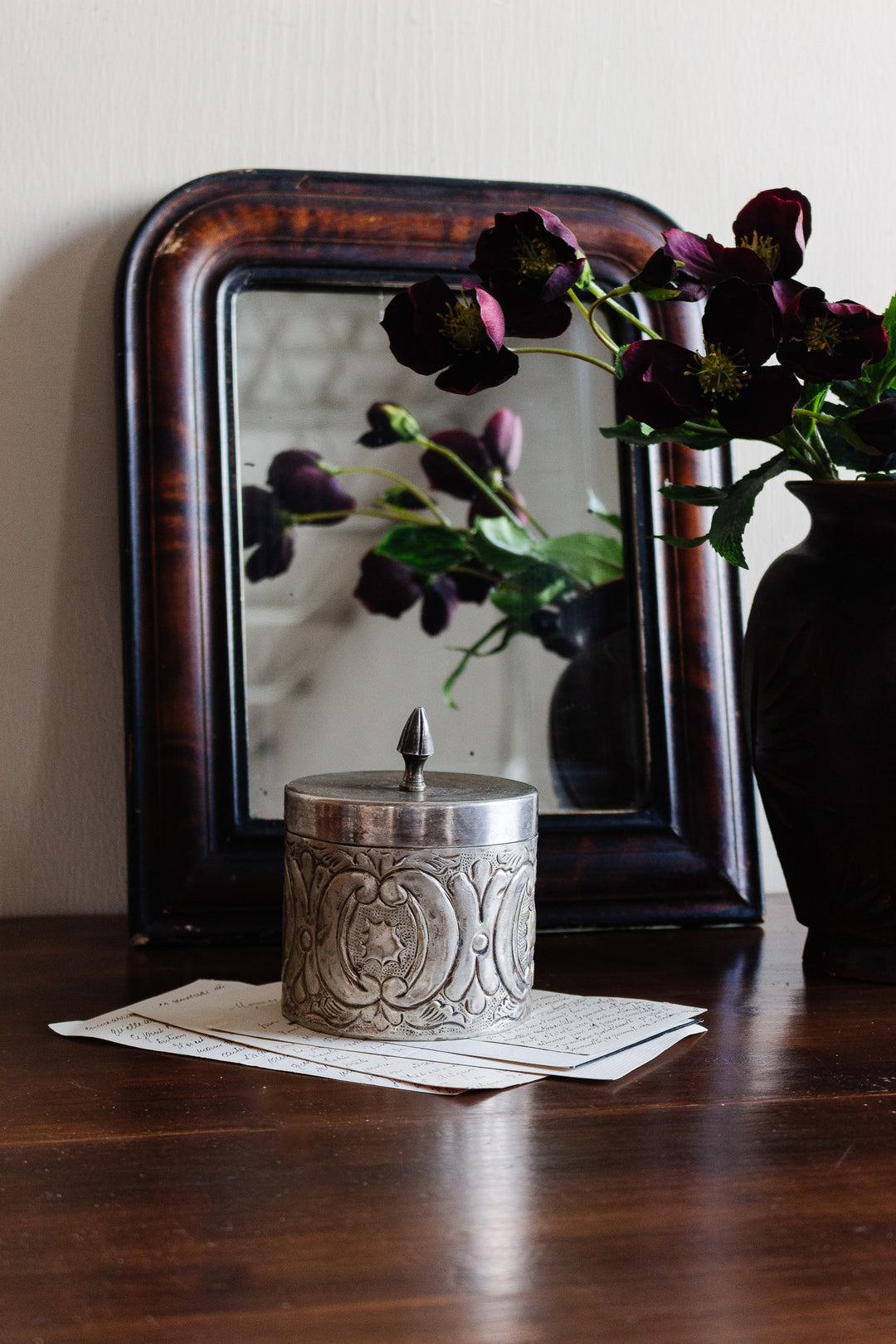1930s french silver repousse lidded jar