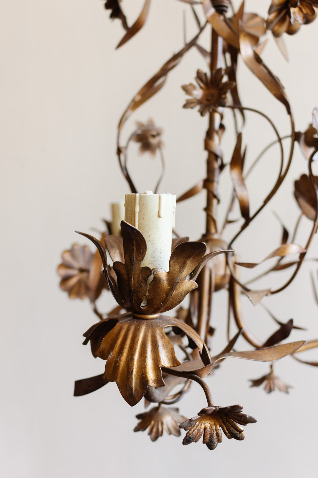 vintage french gilt tole chandelier