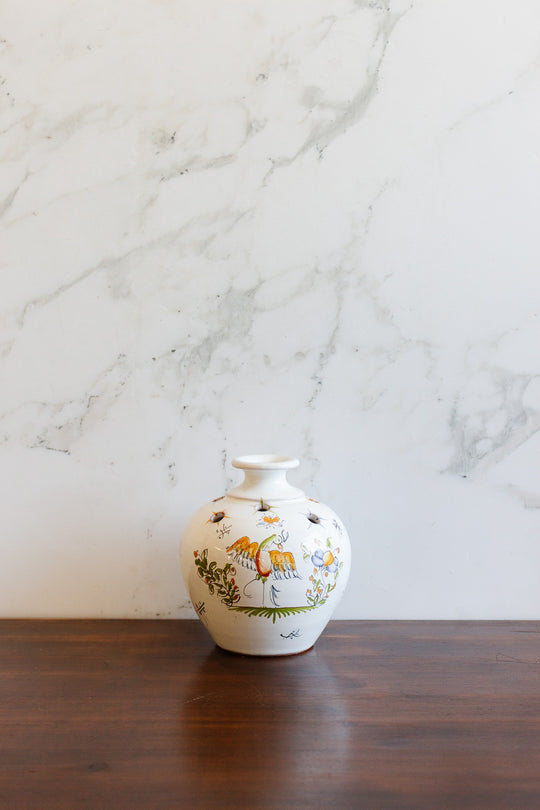 vintage french moustiers pique-fleurs vase