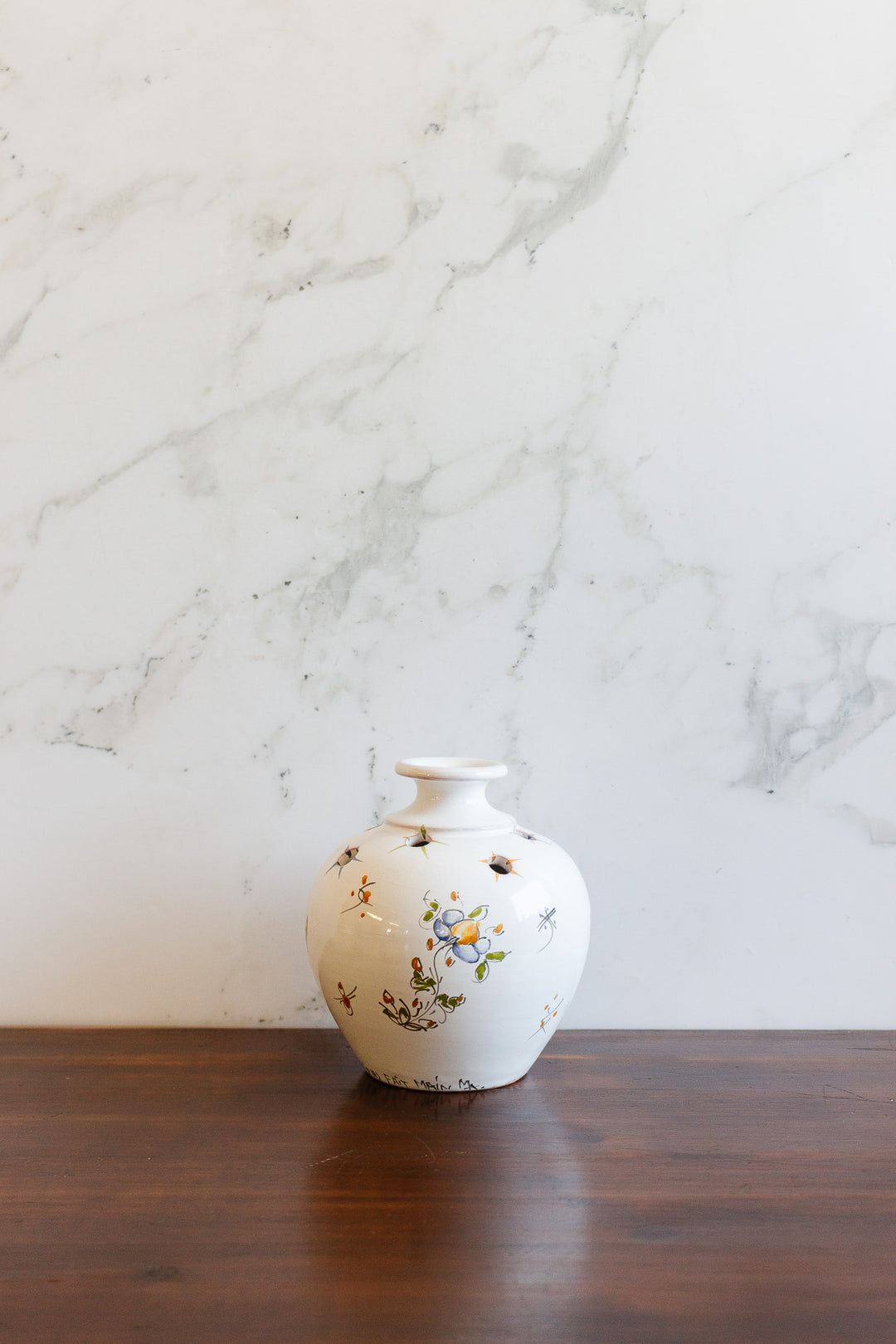 vintage french moustiers pique-fleurs vase