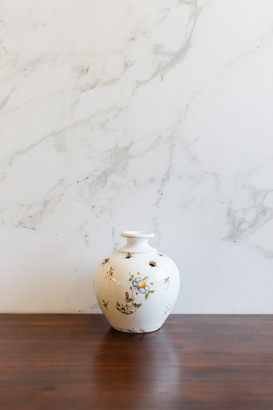 vintage french moustiers pique-fleurs vase