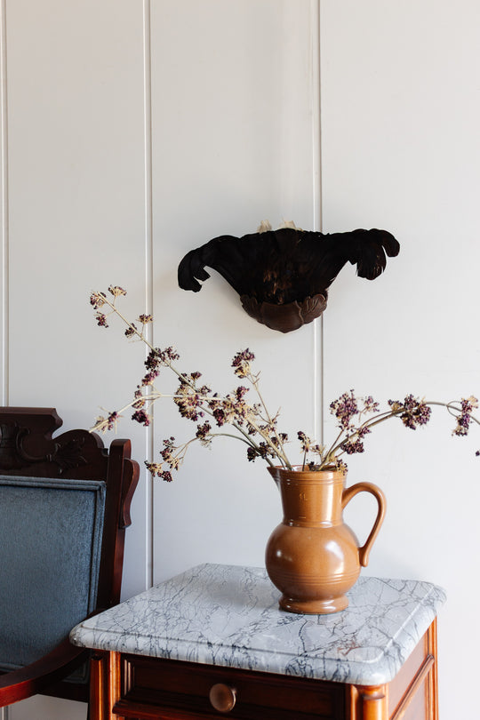 1920s French hunting trophy in Black Forest mahogany mount