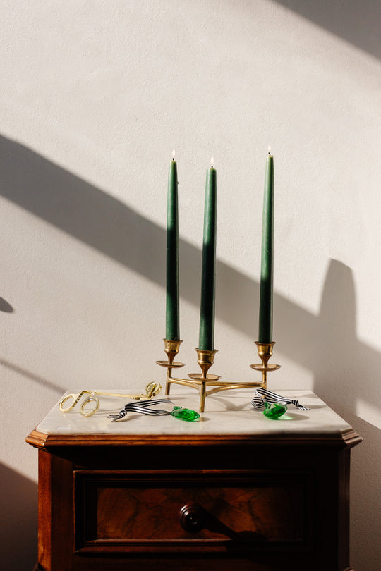 1970s french brass trio candlestick