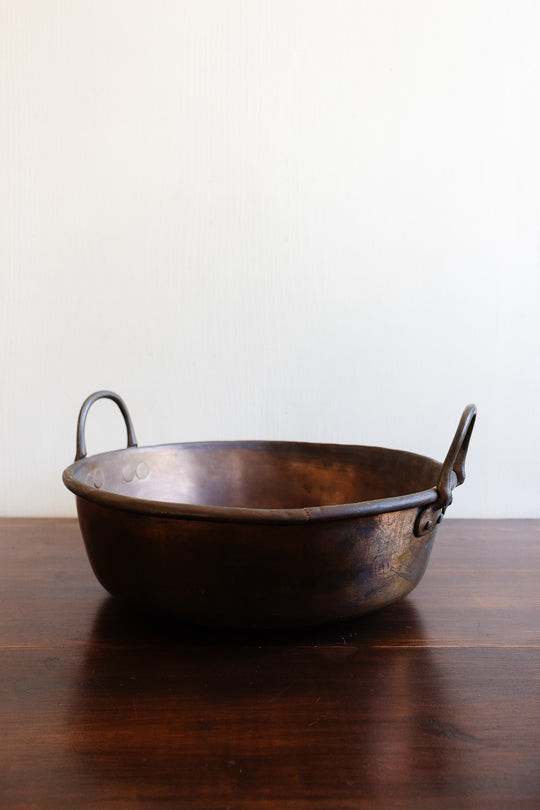 antique french large copper jam pot