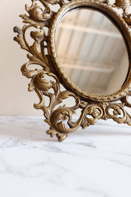 vintage french rococo style petite gilt ormolu vanity mirror